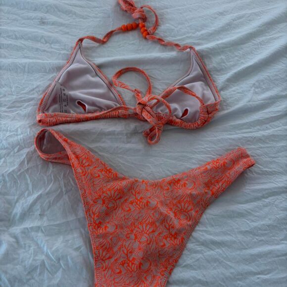 SHEIN Trendy Orange Matching Bikini 2 Piece Swimwear Bikini Summer Medium Set - Picture 2 of 2